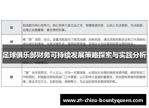 足球俱乐部财务可持续发展策略探索与实践分析 足球俱乐部财务可持续发展策略探索与实践分析